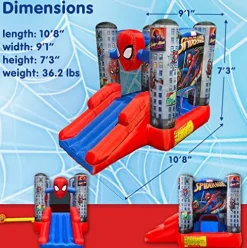 Funormous Marvel Spider-Man Bounce House with Slide Red Blue Grey