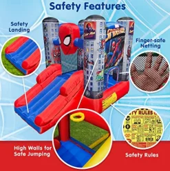 Funormous Marvel Spider-Man Bounce House with Slide Red Blue Grey