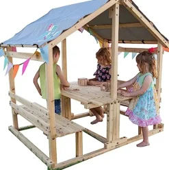 Funphix Kids Klubhouse Wooden Playhouse with Table & Benches