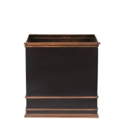 Garden Artisans Zarif Elegant 17 Inch Square Copper Planter Grey Finish With Copper Highlights