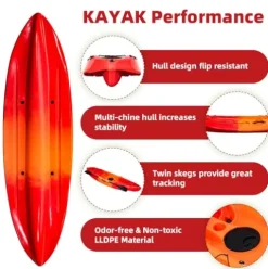 Garvee Fishing Kayaks 9.38FT Sit on Top Kayak for Adults with Paddle Sunset