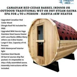 Generic Canadian Red Cedar Barrel Sauna – Outdoor Home Steam Sauna