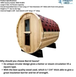 Generic Canadian Red Cedar Barrel Sauna – Outdoor Home Steam Sauna