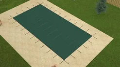 GLI Solid Green Safety Pool Cover for 14×28 Ft Inground with Drain