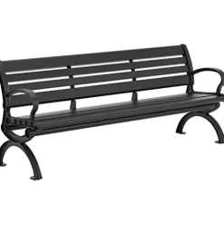 Global Industrial 6′ Aluminum Park Bench with Backrest Black