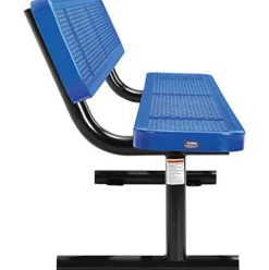 Global Industrial 96″ Perforated Metal Outdoor Picnic Bench with Backrest Blue