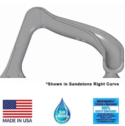 Global Pool Products Inground Swimming Pool Water Slide Deck Mounted Right Curve Turn Sand