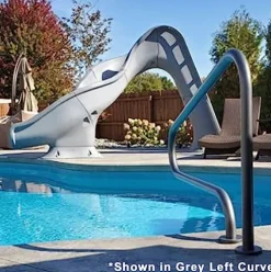 Global Pool Products RIP Tide Inground Swimming Pool Water Slide Deck Mounted Right Curve Turn Grey