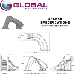Global Pool Products Splash Inground Water Slide Deck Mounted Right Curve Sand