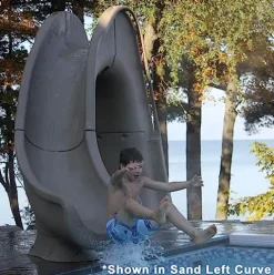 Global Pool Products Tidal Wave Inground Pool Slide Left Curve Grey