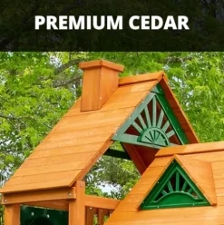 Gorilla Playsets Chateau Tower Wooden Playset with Slide & Climbing Wall Brown