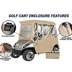 Greenline Eevelle USA Golf Cart Enclosure 2 Passenger Golf Car Cover Heavy Duty, 300D Waterproof DS – Jet Black