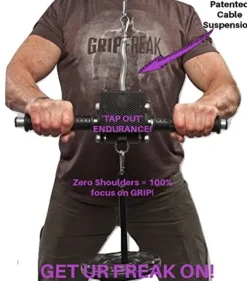GRIP FREAK Grip Strength Trainer Slip Grips Power Rack Arm & Weight Plate Loader