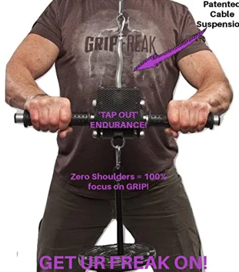 GRIP FREAK Grip Strength Trainer Slip Grips Power Rack Arm & Weight Plate Loader