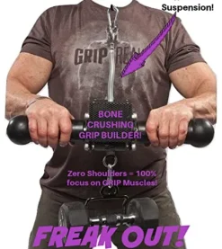 GRIP FREAK Thick Grip Wrist Roller with Dumbbell Hook
