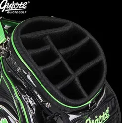 Guiote Golf Stand Bag Pu Leather Golf Carry Bag Embroidery Series 8-Ways 9.0″ Black Lucky Clover