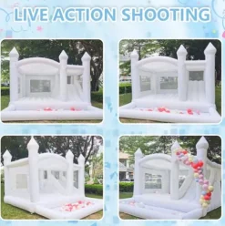 Gymodel Inflatable Bounce House 14.7×14.7×9.8 FT with 950W Blower White