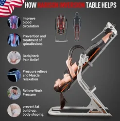 HARISON Heavy Duty Inversion Table for Back Pain Relief 350 LBS Capacity with 3D Memory Foam Black+Red
