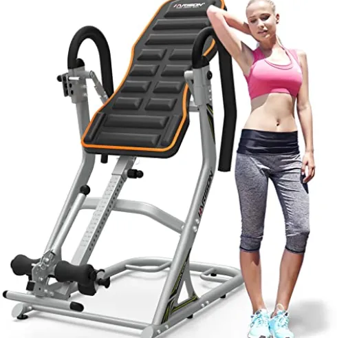 HARISON Heavy Duty Inversion Table for Back Pain Relief 350 LBS Capacity with 3D Memory Foam Black+Red