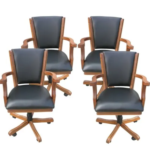 Hathaway Kingston 48-in Poker Table Armchairs Dark Oak