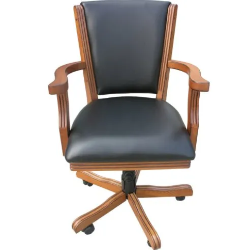 Hathaway Kingston 48-in Poker Table Armchairs Dark Oak