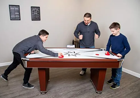 Hathaway Midtown 6′ Air Hockey Family Game Table Cherry Wood