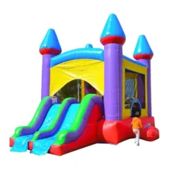 HERO KIDDO Jelly Bean Castle Bounce House with Dual Slide Red/Yellow/Purple/Blue