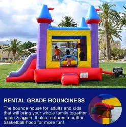 HERO KIDDO Jelly Bean Castle Bounce House with Dual Slide Red/Yellow/Purple/Blue