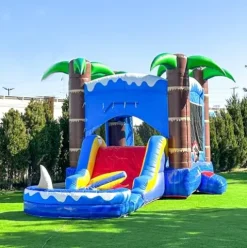 HERO KIDDO Ocean Shark Bounce House Water Slide Combo