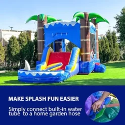 HERO KIDDO Ocean Shark Bounce House Water Slide Combo