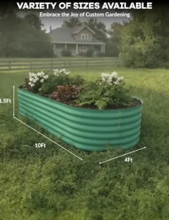 Hipicute 2Pcs 10x4x1.5ft Galvanized Raised Garden Bed Green