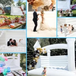 Hmtaolife Inflatable White Bounce House with Air Blower