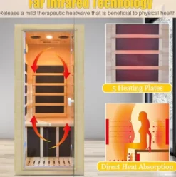 Homsido Far Infrared Mini Indoor Sauna Hemlock Wood Beige