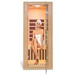 Homsido Infrared Home Sauna Room 1 Person Hemlock Wooden Indoor Sauna Spa
