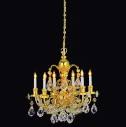 Houseworks, Ltd. Miniature 6-Arm Brass Crystal Chandelier