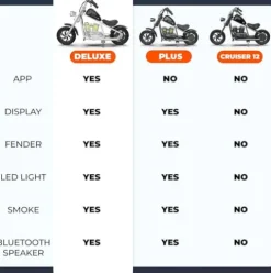 HYPER GOGO Cruiser 12 Deluxe Kids Electric Motorbike with App and Music Player Pine