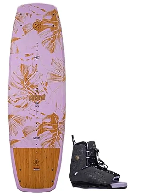 Hyperlite Prizm Womens Wakeboard 139 W/Syn Bindings Blue/Wood Grain 139cm/(4-8.5)