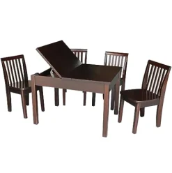 IC INTERNATIONAL CONCEPTS Table with 4 Mission Juvenile Chairs Rich Mocha