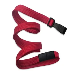 ID Zone Red Flat Braid Break-Away Lanyards with Plastic Hook 3/8″ Wide (1000 Pack)