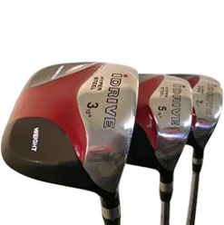 iDrive Men’s Red Square Anti-Slice Draw Golf Fairway Wood Set Black