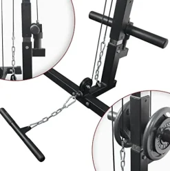 IFAST Power Cage 1000-Pound Capacity Olympic Squat Cage Power Rack with LAT Pull-Down Attachment, Red