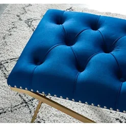 IH CASADECOR Imperial Tufted Double Bench Silver X Base Navy Blue