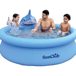 Inflatable Kiddie Pool 3D Shark Float 60″x16