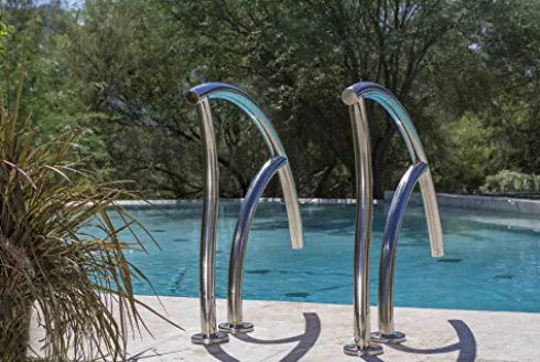 Inter-Fab Stainless Steel Grab Rail Ladder Pair Swimming Pool Handrail Stainless