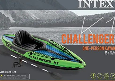 Intex Challenger K1 Inflatable Sporty Kayak 1 Person
