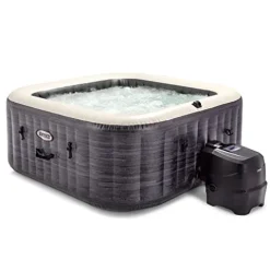 Intex 28449EP PureSpa Plus Greystone Inflatable Square Hot Tub Gray