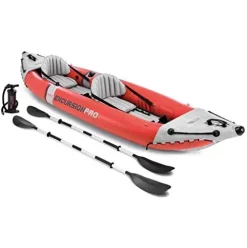 Intex Excursion Pro Inflatable 2 Person Kayak with Oars and Air Pump Red