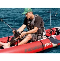 Intex Excursion Pro Inflatable 2 Person Kayak with Oars and Air Pump Red