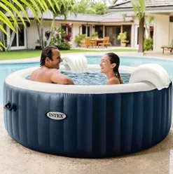 Intex Portable Inflatable Hot Tub Bubble Jet Spa Blue