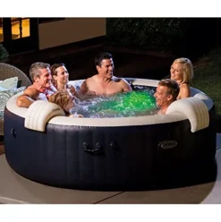 Intex PureSpa Plus 6 Person Inflatable Hot Tub Bubble Jet Spa Blue
